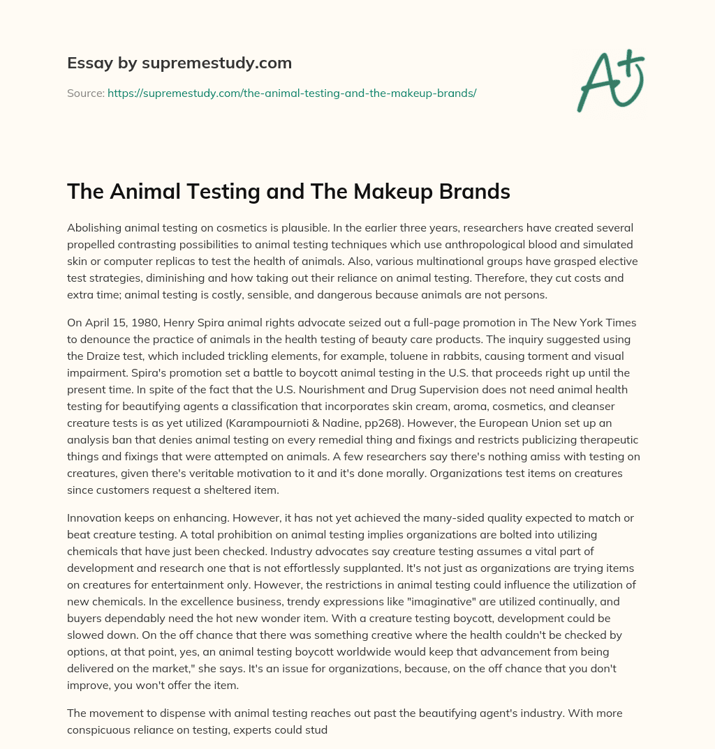 The Animal Testing and The Makeup Brands essay