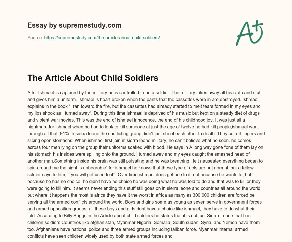 The Article About Child Soldiers essay