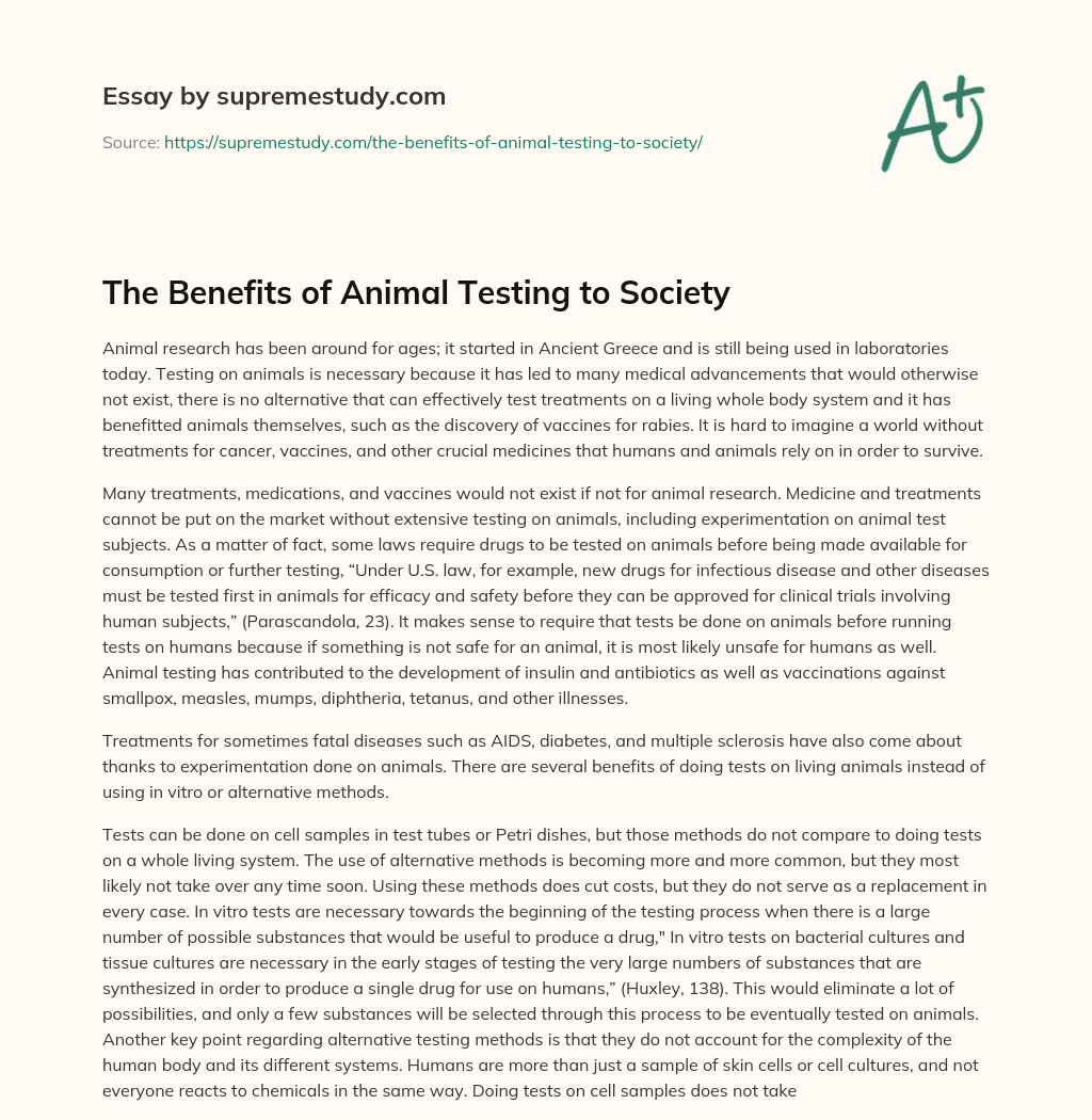 animal testing essay claims