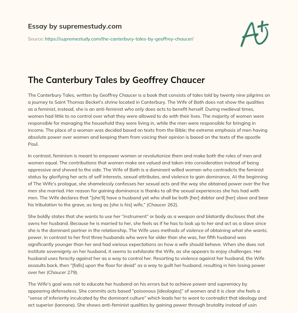 The Canterbury Tales by Geoffrey Chaucer essay