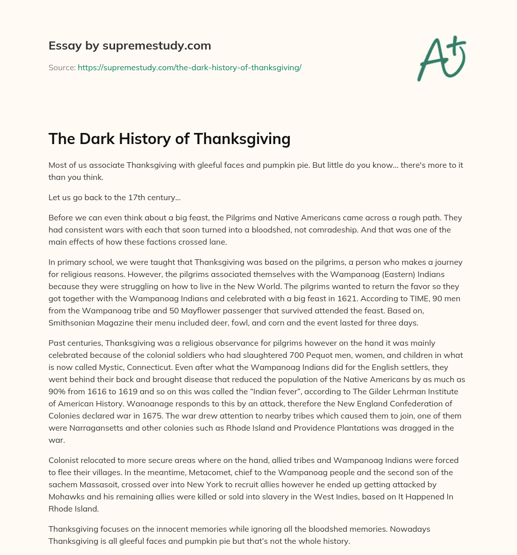 The Dark History of Thanksgiving essay