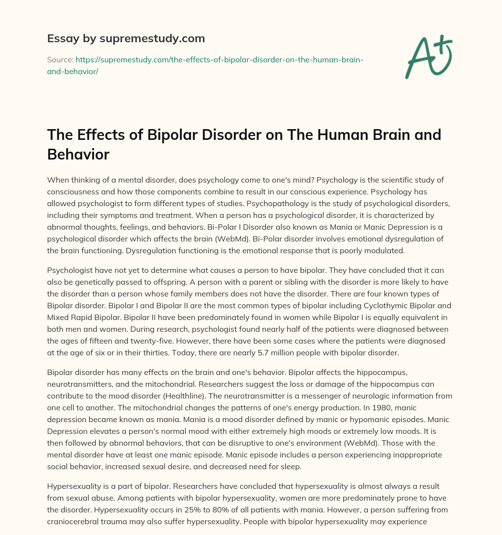 cause and effect essay on bipolar disorder