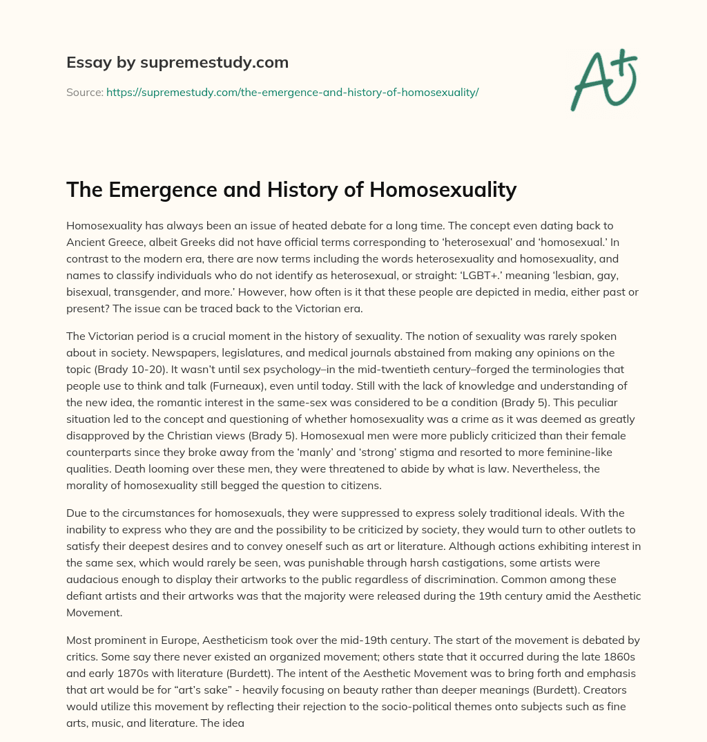 The Emergence and History of Homosexuality essay