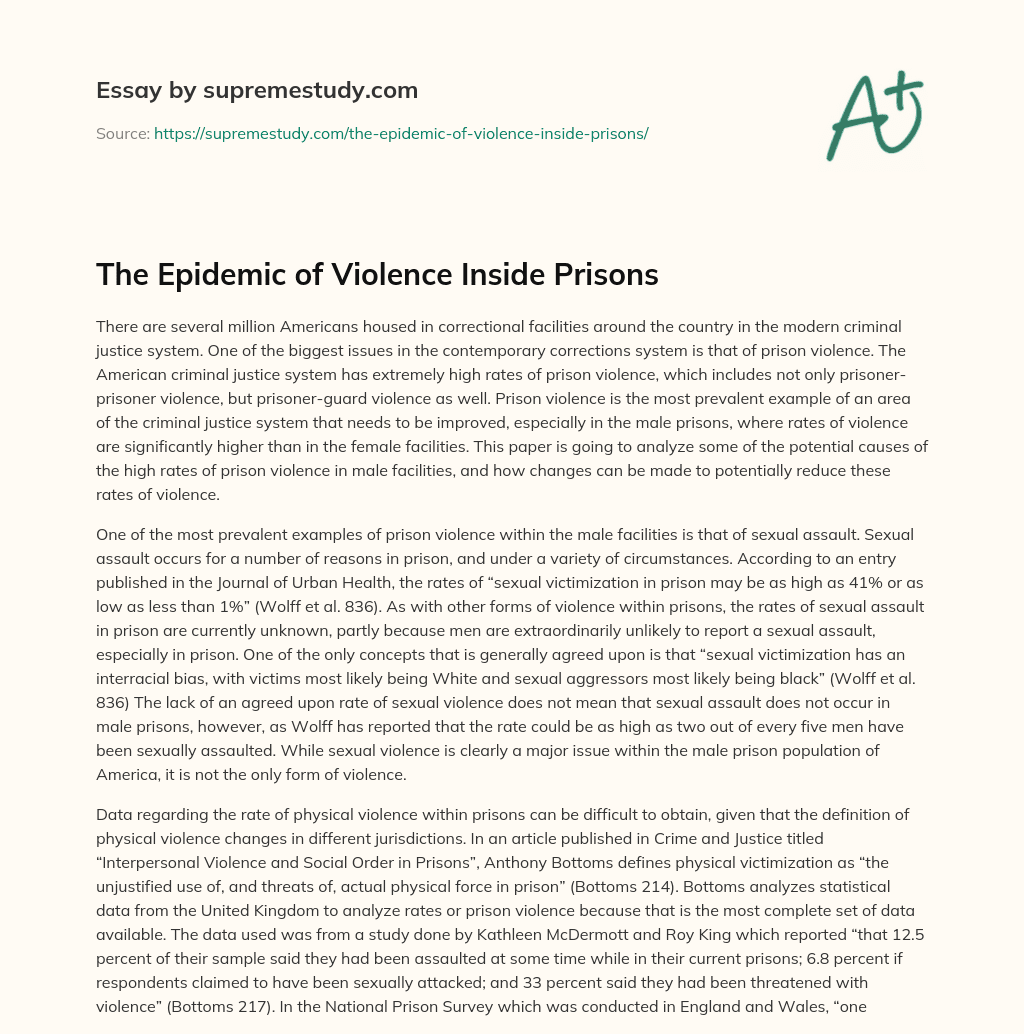 The Epidemic of Violence Inside Prisons essay