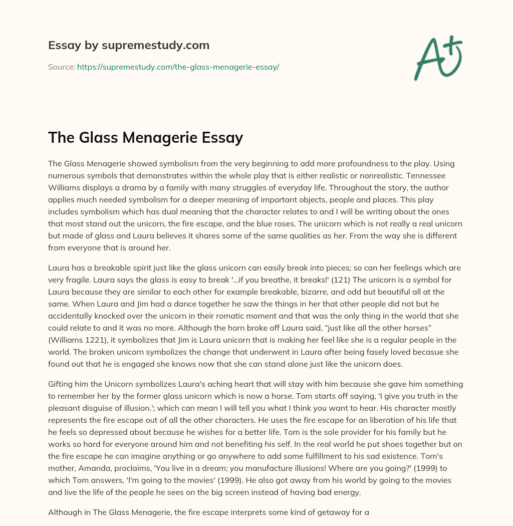 The Glass Menagerie Essay essay