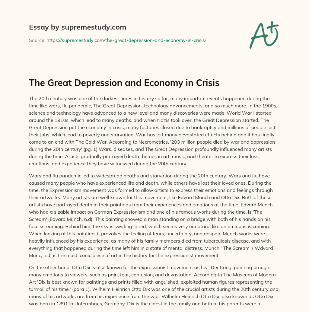 The Great Depression and Economy in Crisis essay