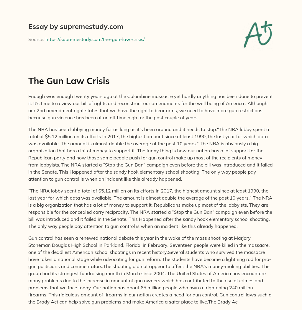 The Gun Law Crisis essay