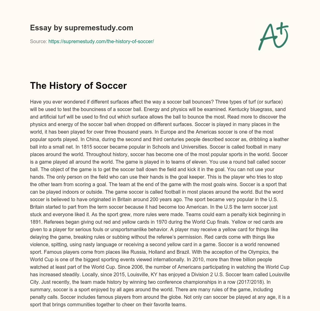 the history of soccer essay