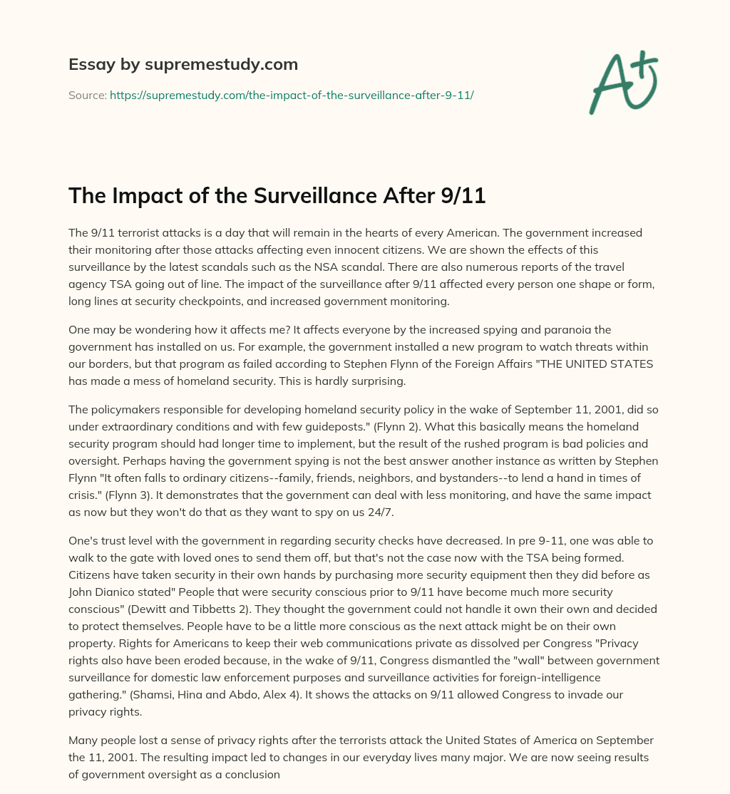 The Impact of the Surveillance After 9/11 essay