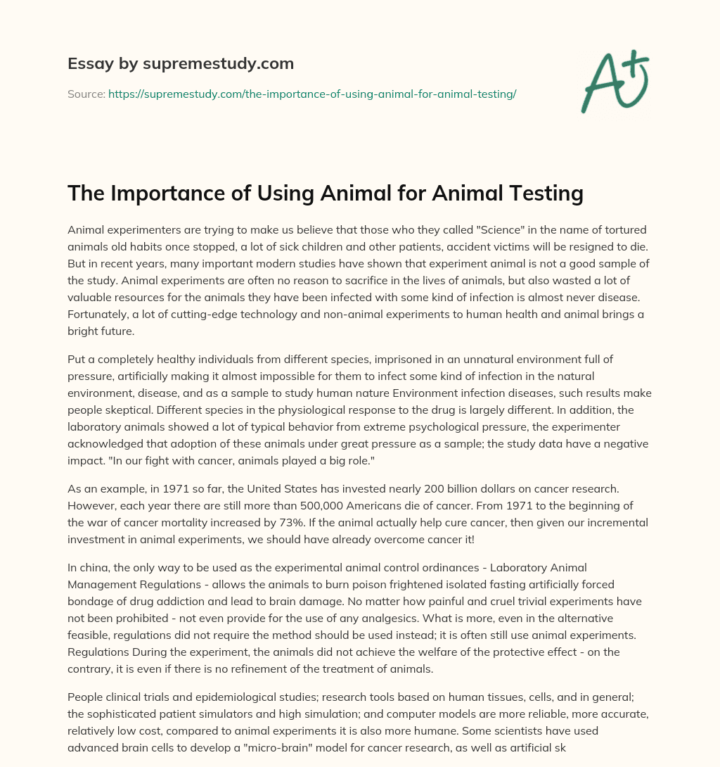 animal testing essay claims