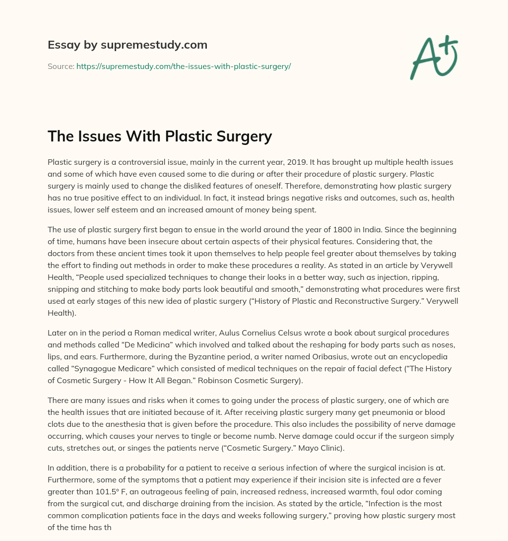 The Issues With Plastic Surgery essay