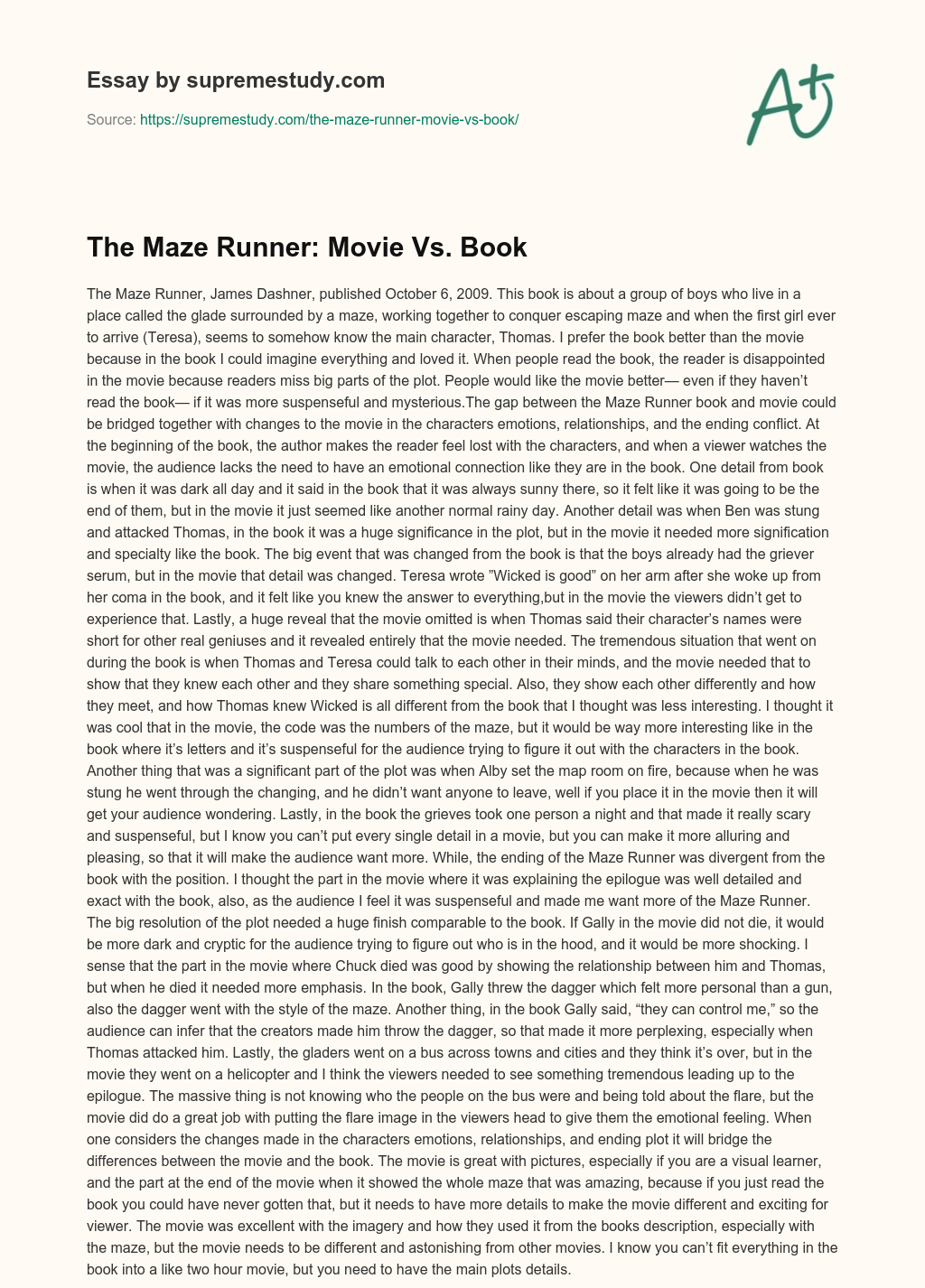 maze runner book essay