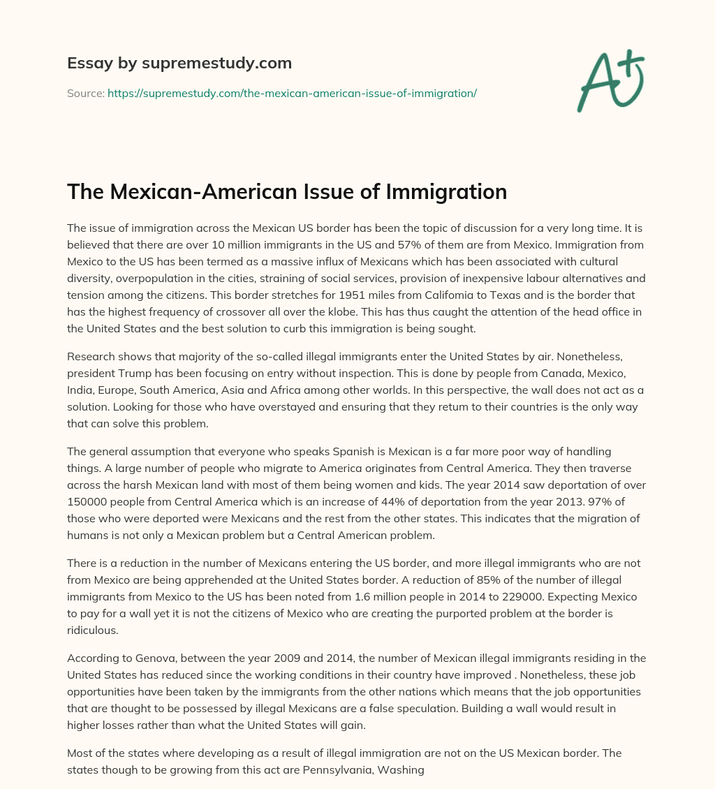 The Mexican-American Issue of Immigration essay