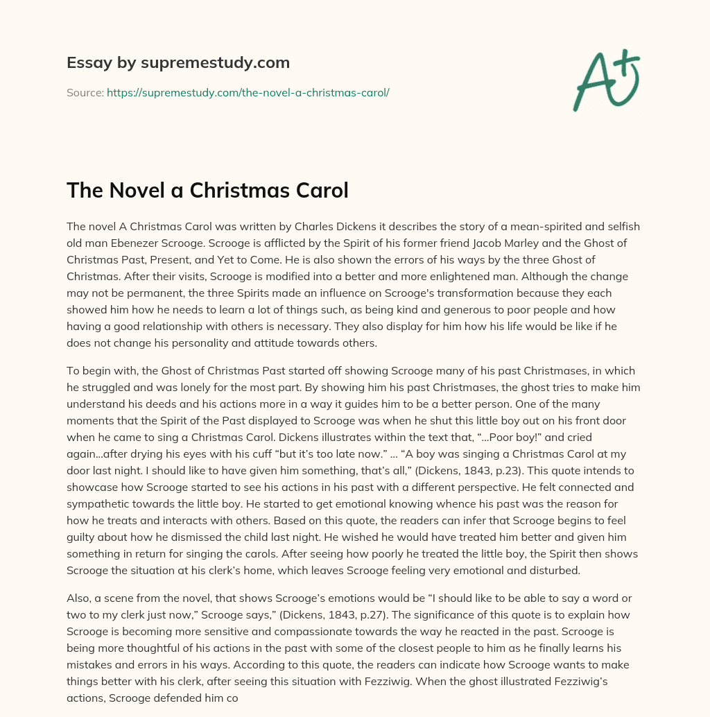 The Novel a Christmas Carol essay