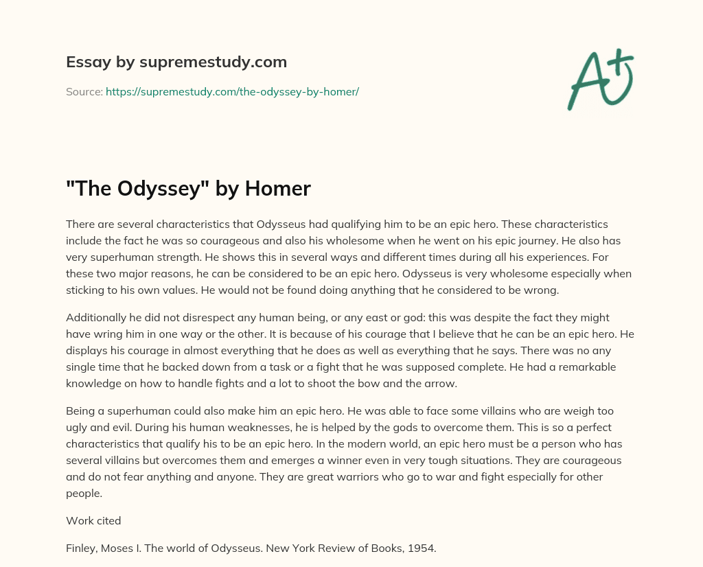 “The Odyssey” by Homer essay