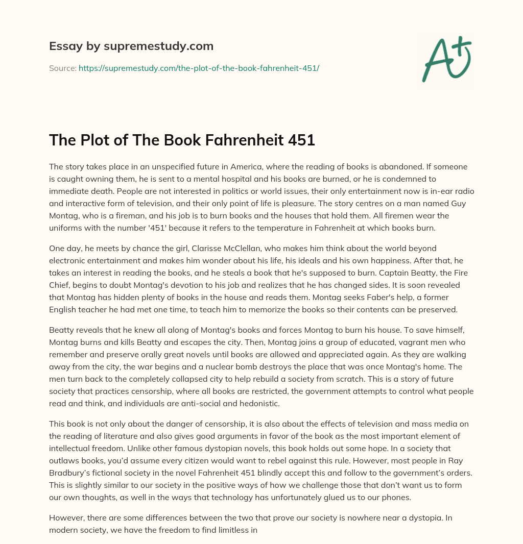 The Plot of The Book Fahrenheit 451 essay