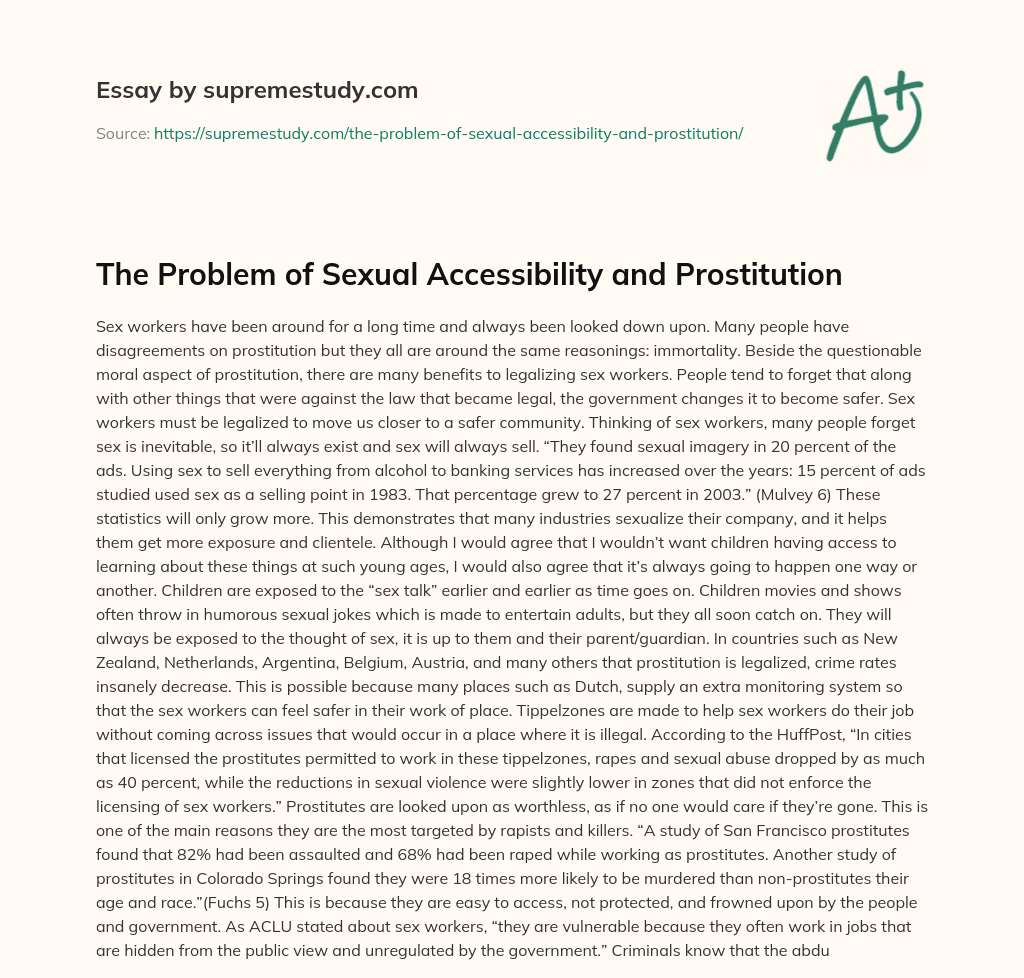 The Problem of Sexual Accessibility and Prostitution essay