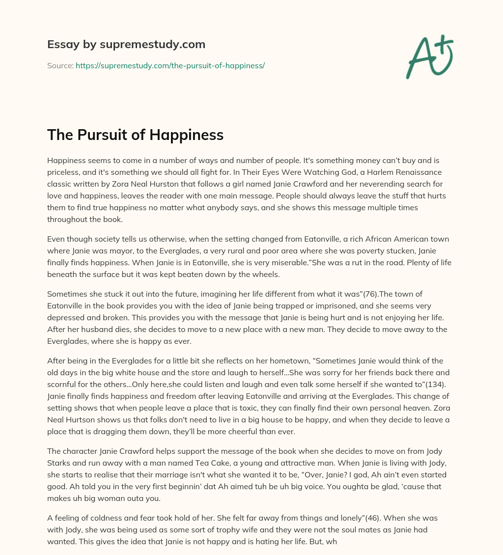 pursuit of happiness argumentative essay