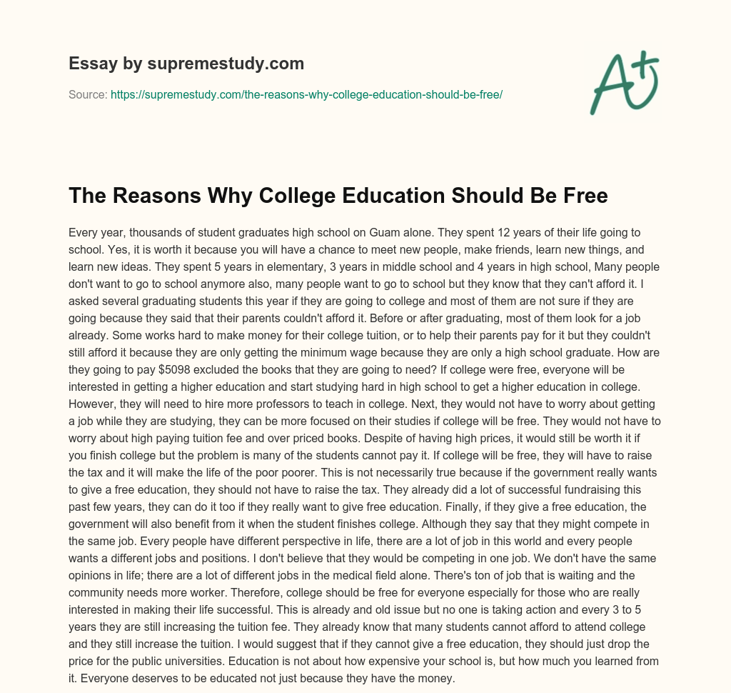 essay on why education should be free