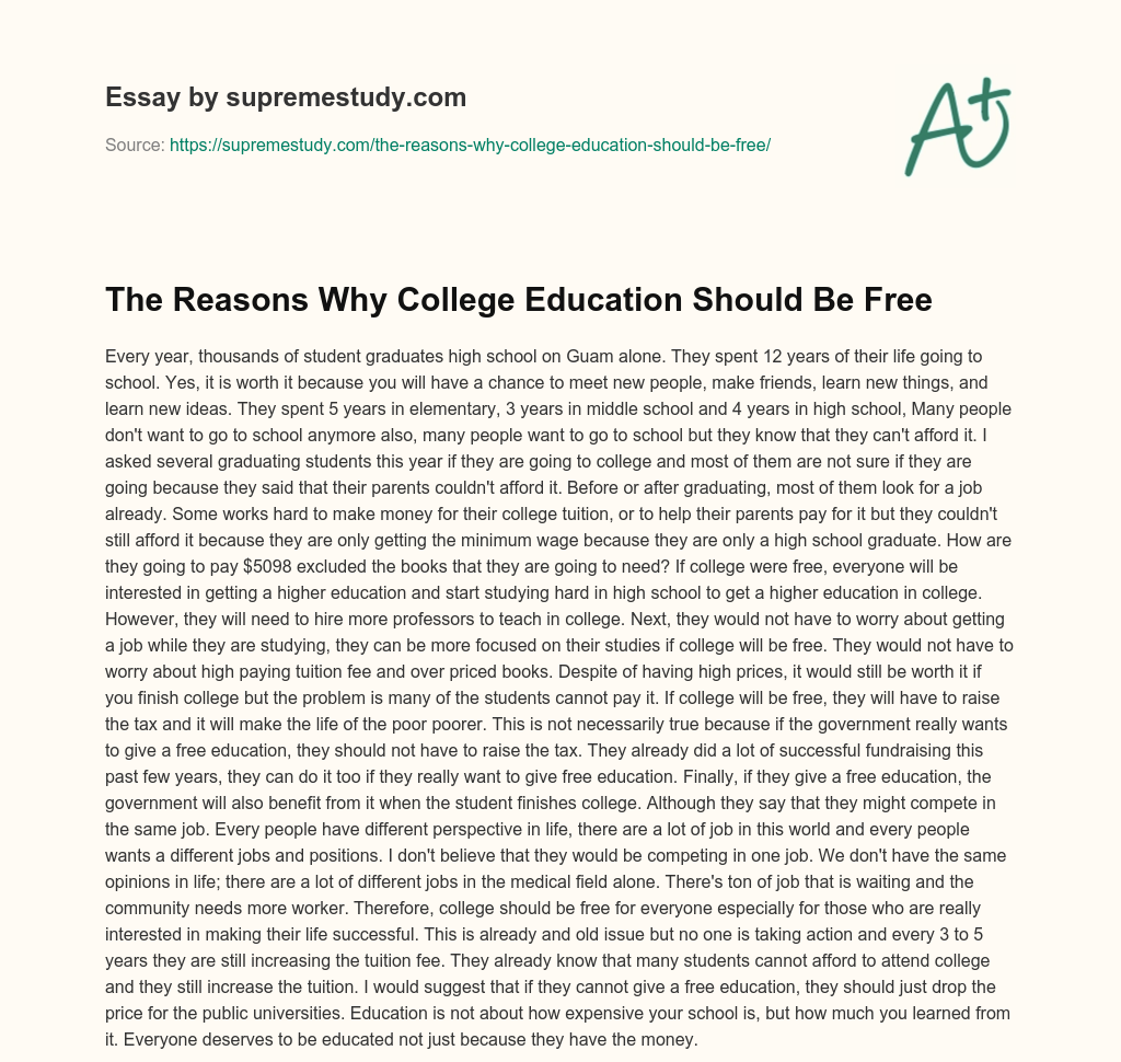 persuasive essay about all education should be free