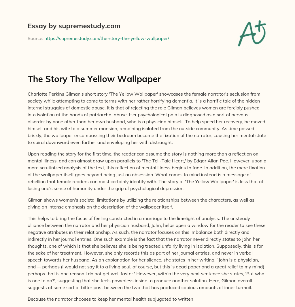 essay on the yellow wallpaper