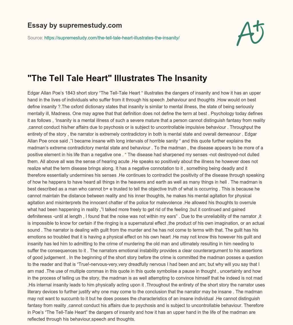 the tell tale heart insanity essay