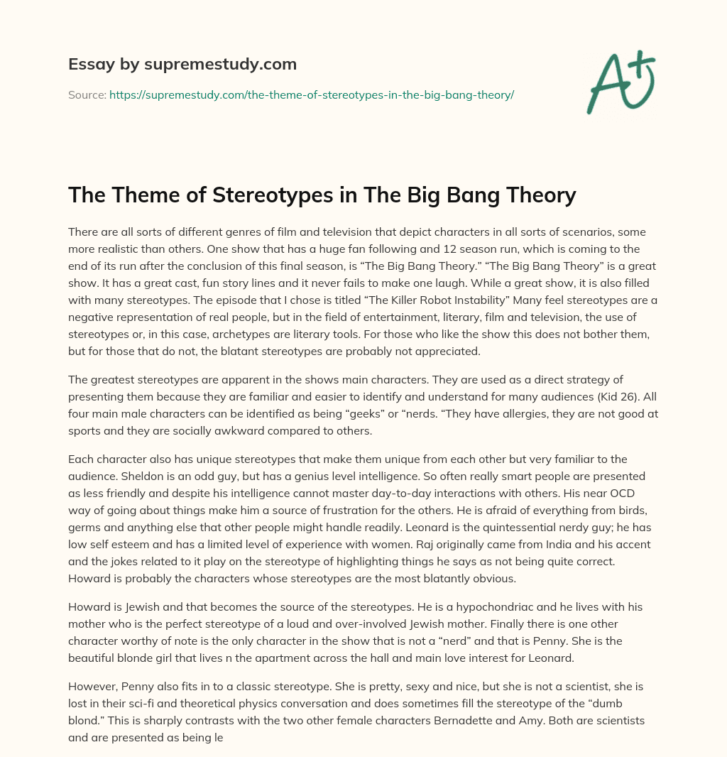 The Theme of Stereotypes in The Big Bang Theory essay