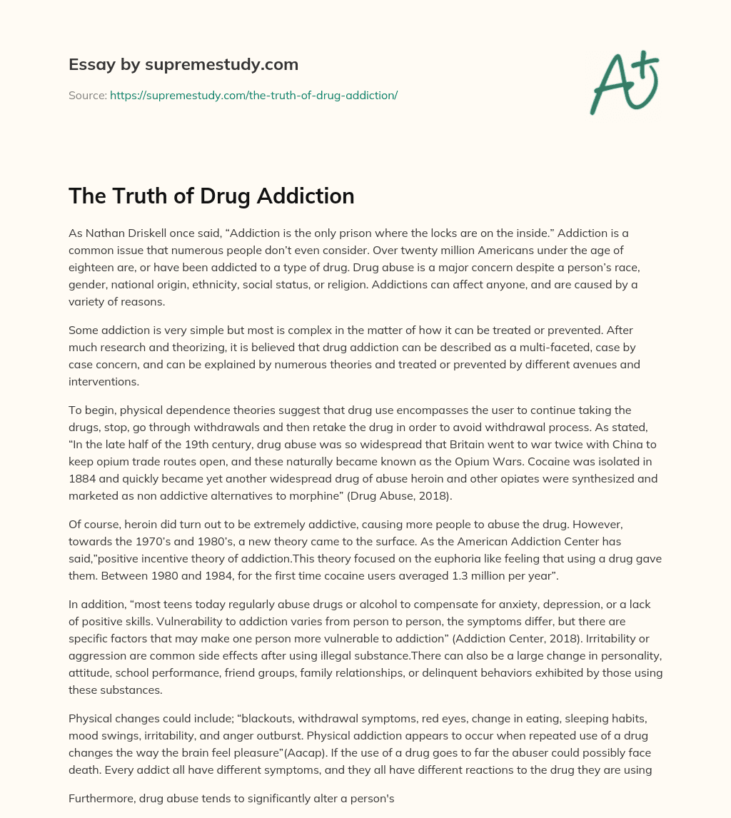 essay of the drug addiction