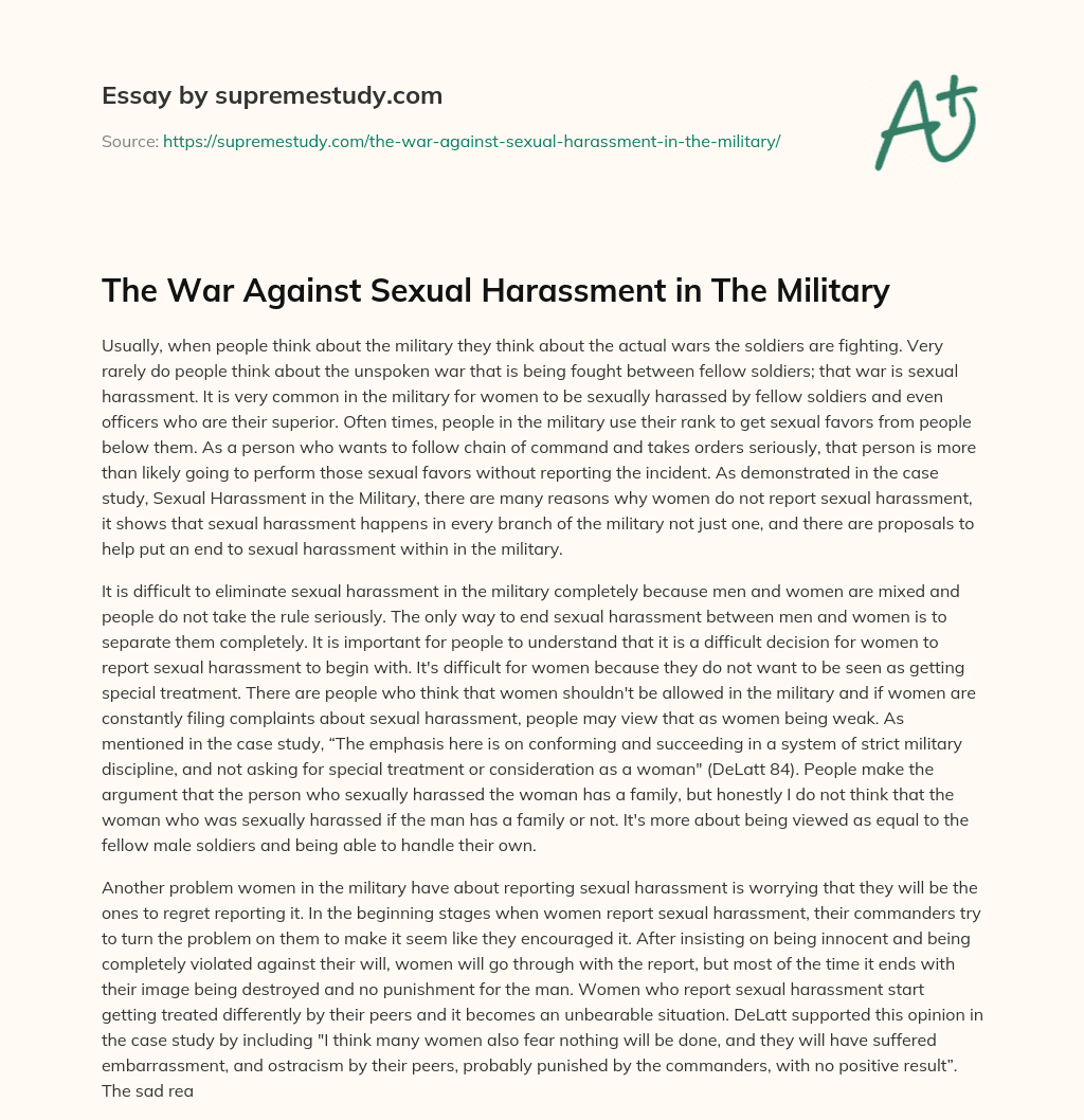 sexual harassment in the military essay