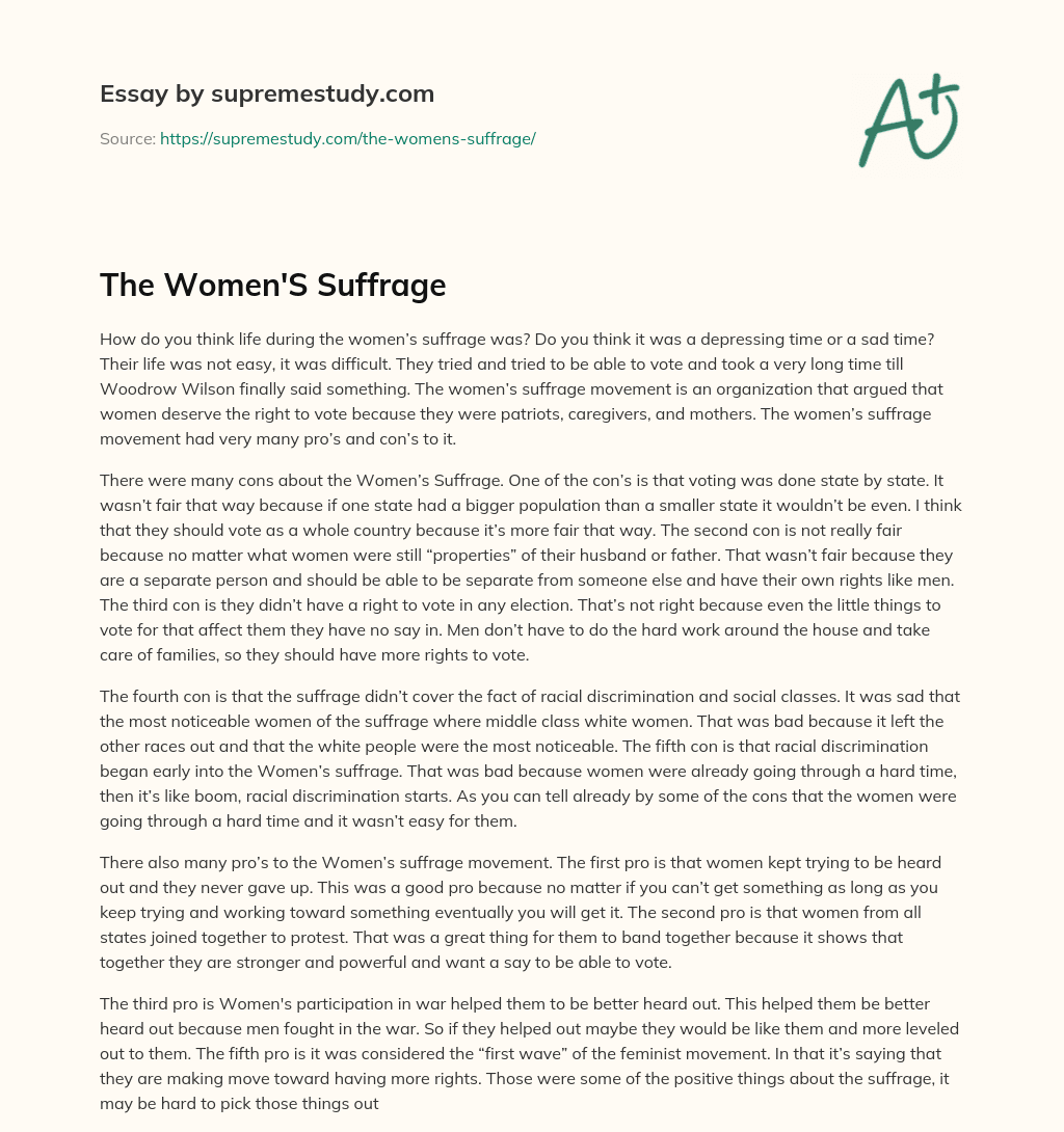 The Women’S Suffrage essay