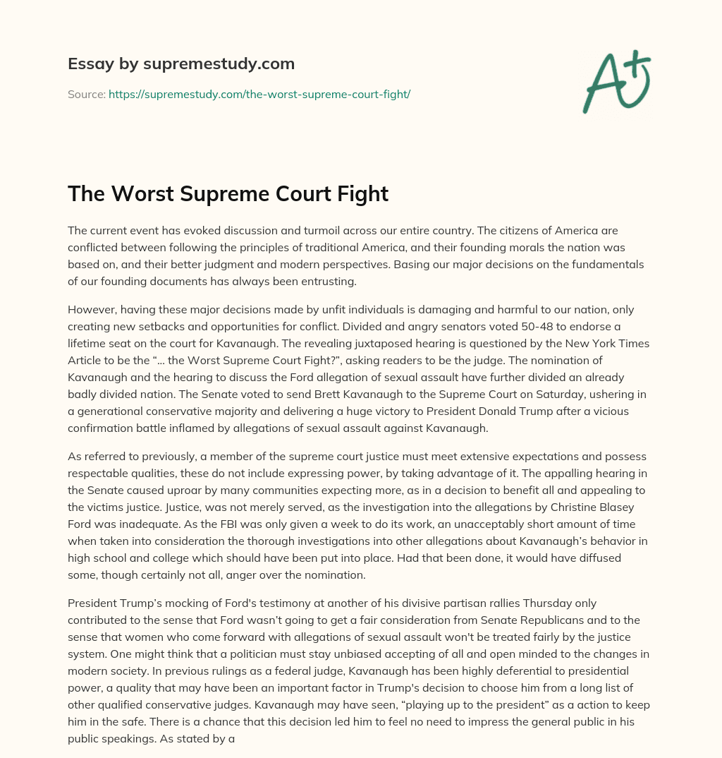 The Worst Supreme Court Fight essay