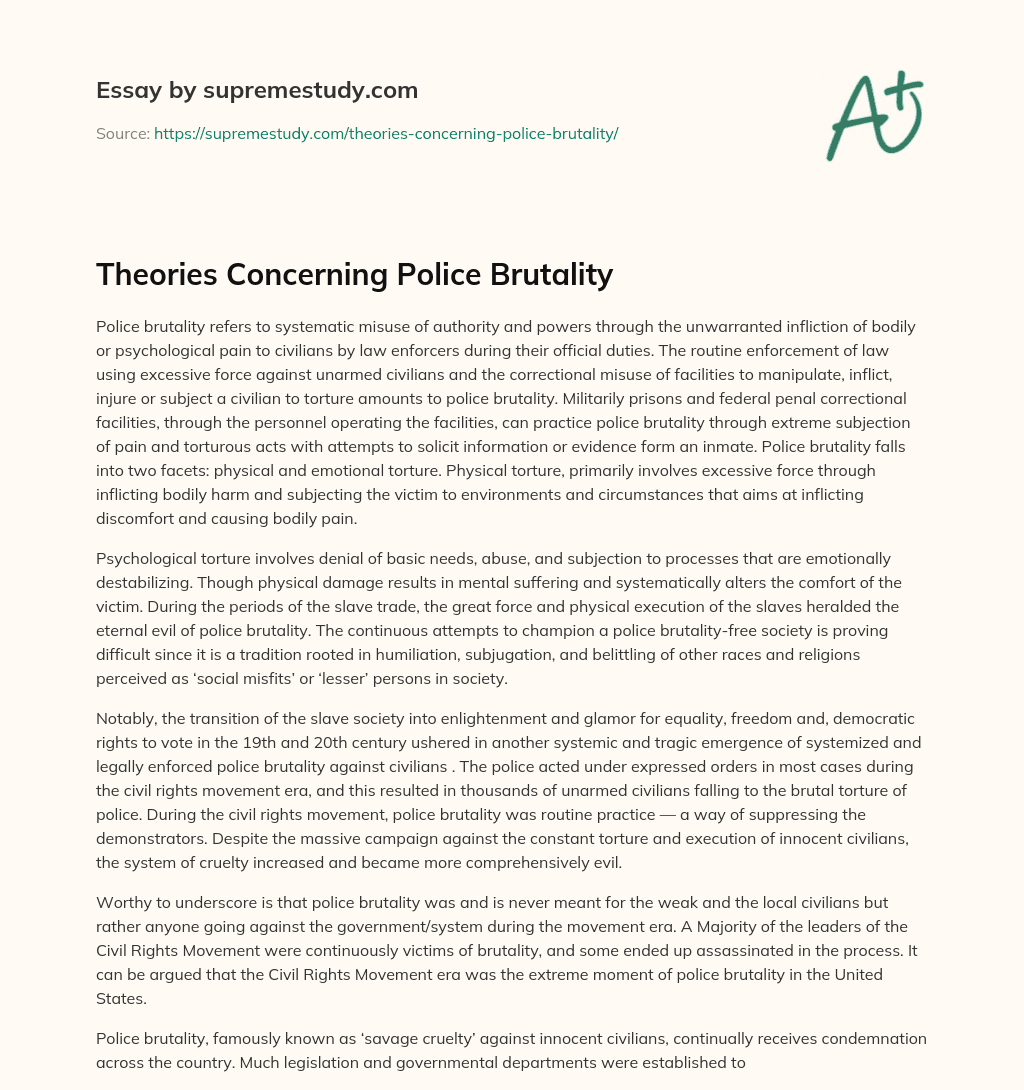 Theories Concerning Police Brutality essay