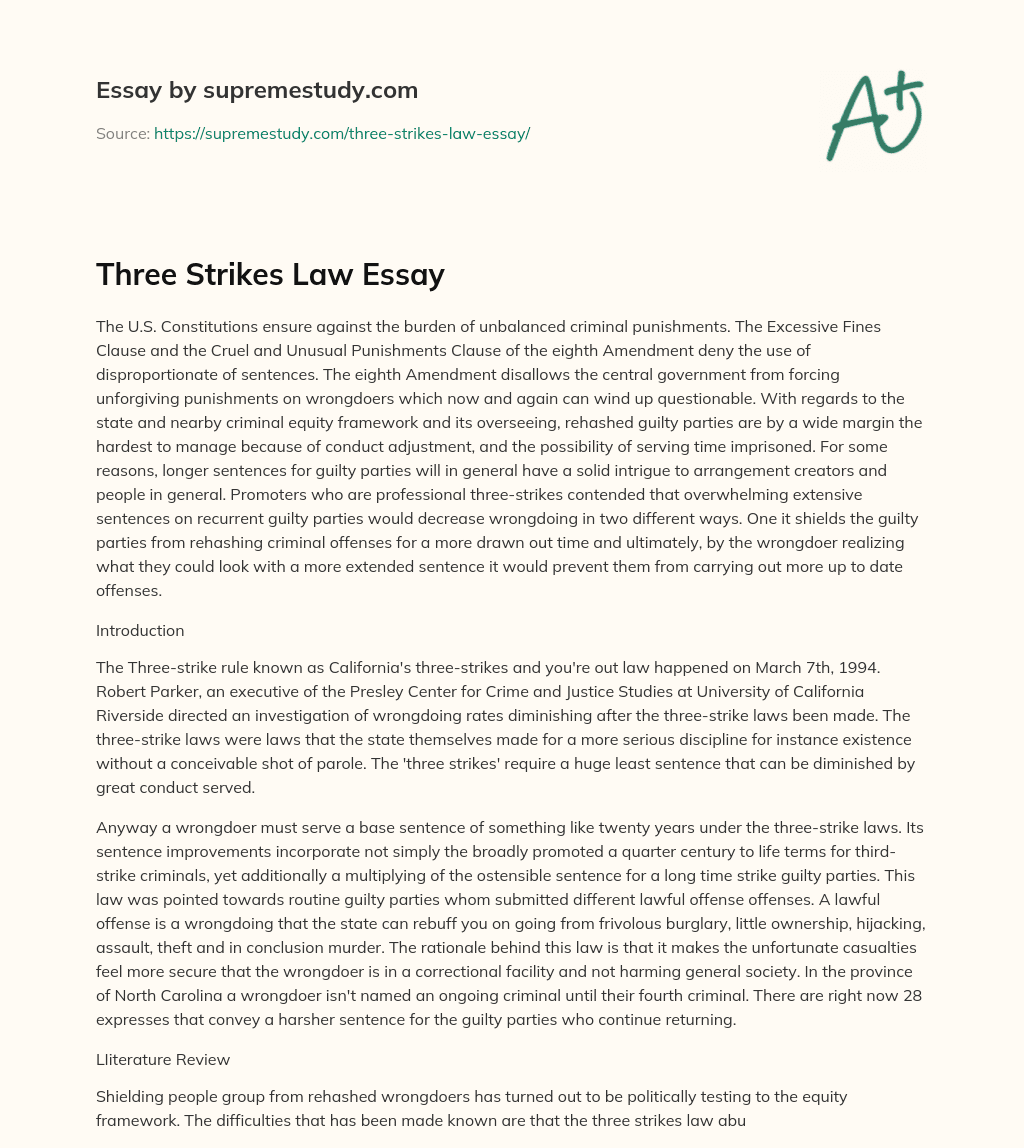 Three Strikes Law Essay essay
