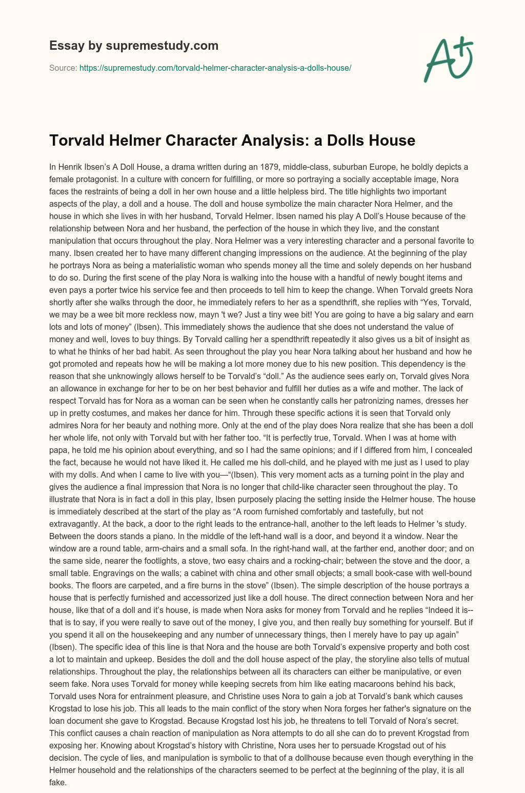 a dolls house character analysis