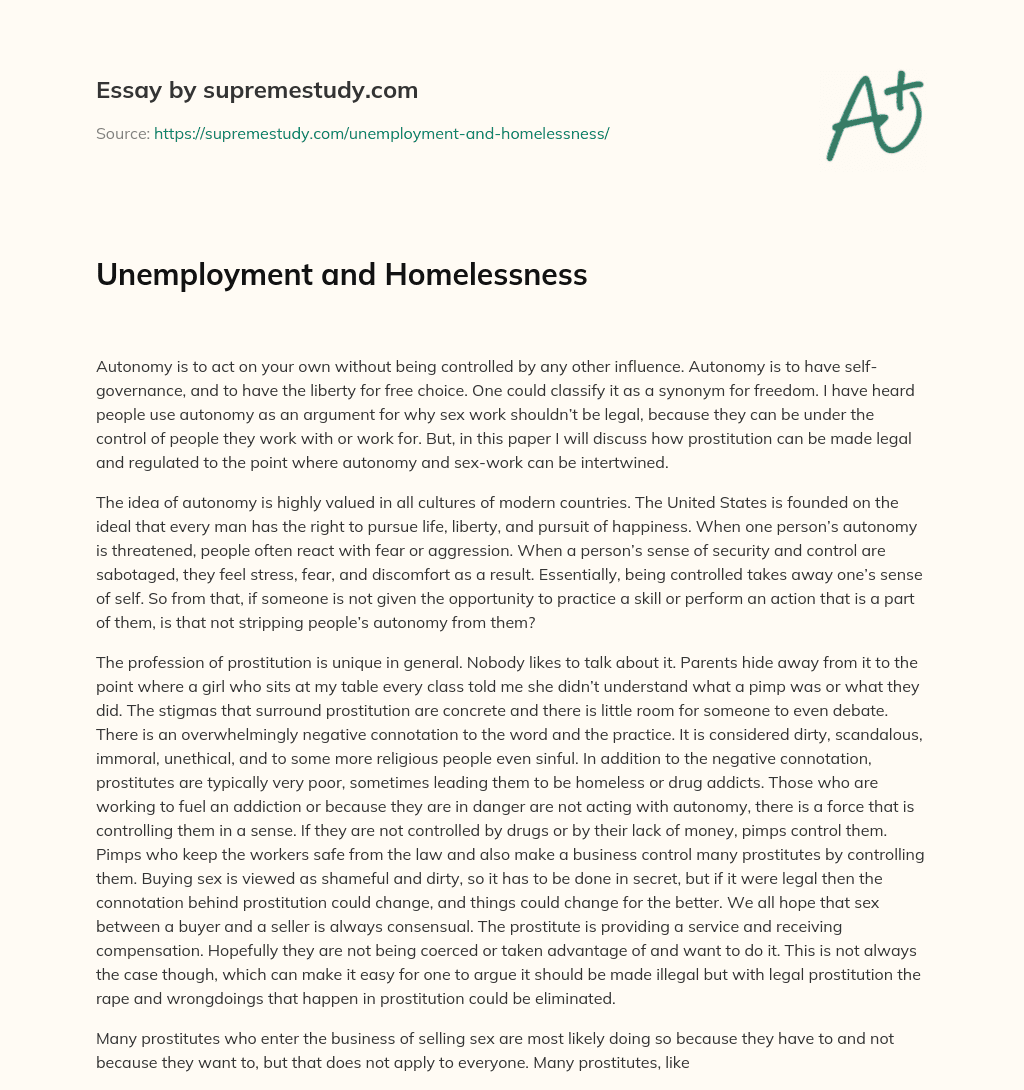 Unemployment and Homelessness essay