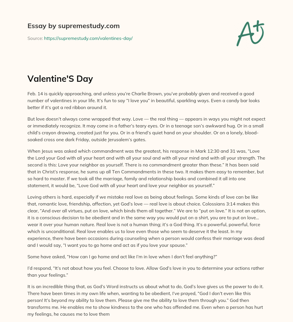 Valentine’S Day essay