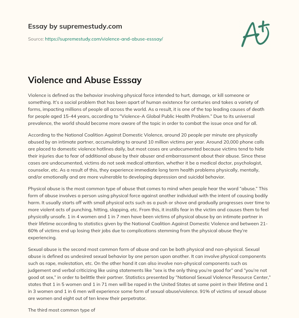 Violence and Abuse Esssay essay