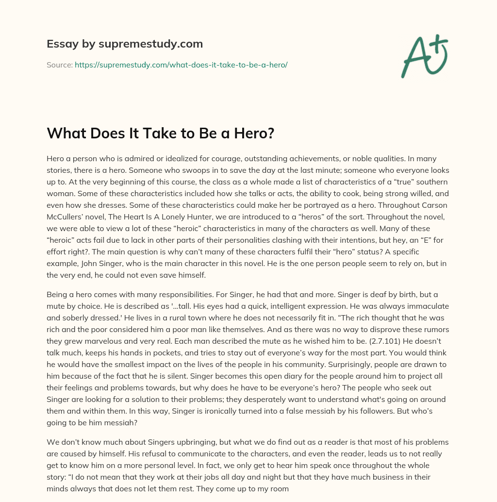 What Does It Take to Be a Hero? essay