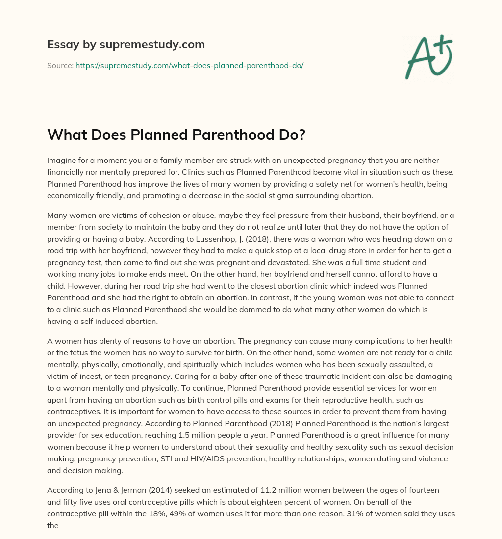 What Does Planned Parenthood Do? essay