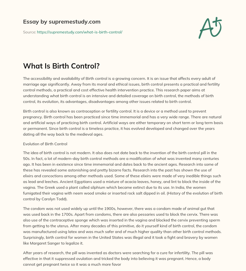 What Is Birth Control? essay