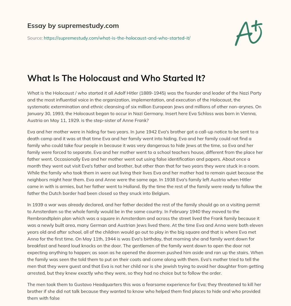 What Is The Holocaust and Who Started It? essay