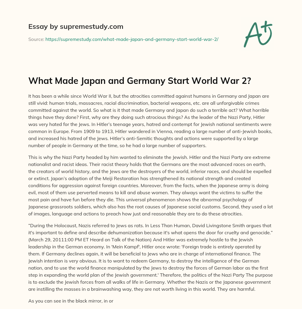 What Made Japan and Germany Start World War 2? essay