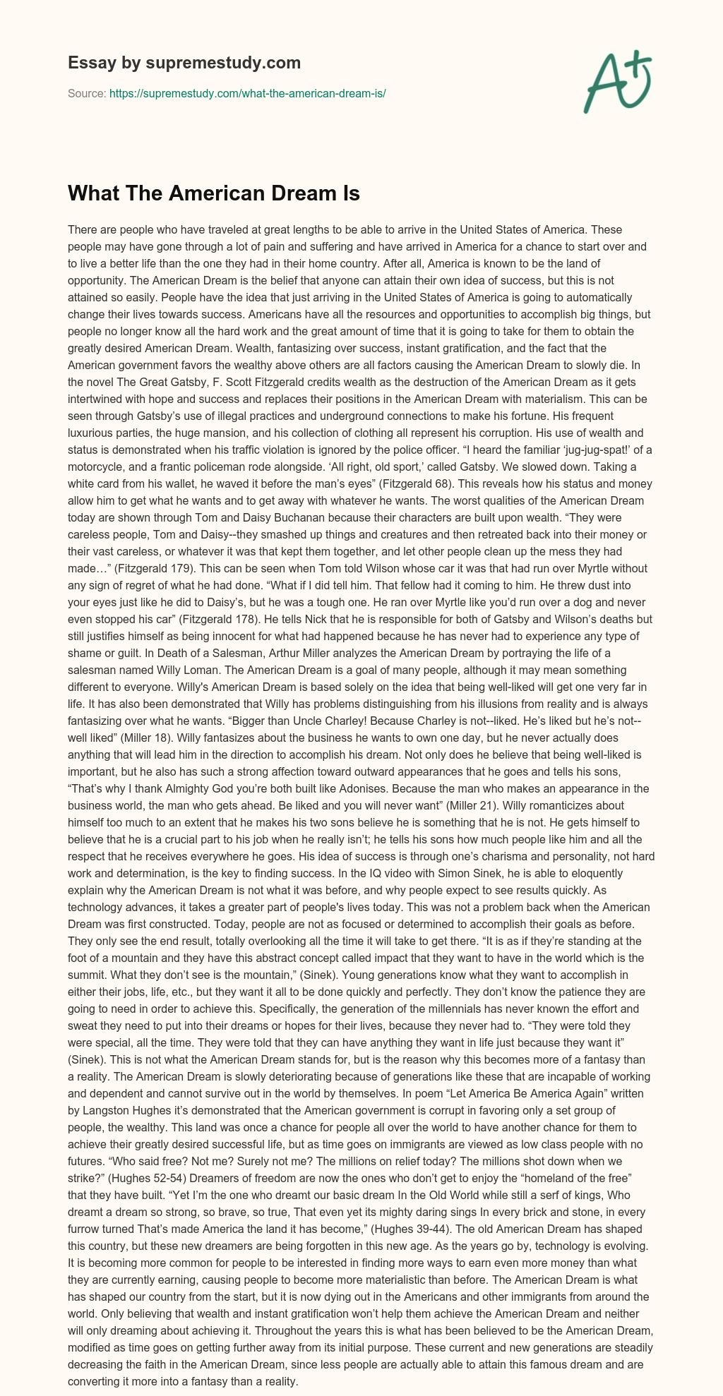 What The American Dream Is essay