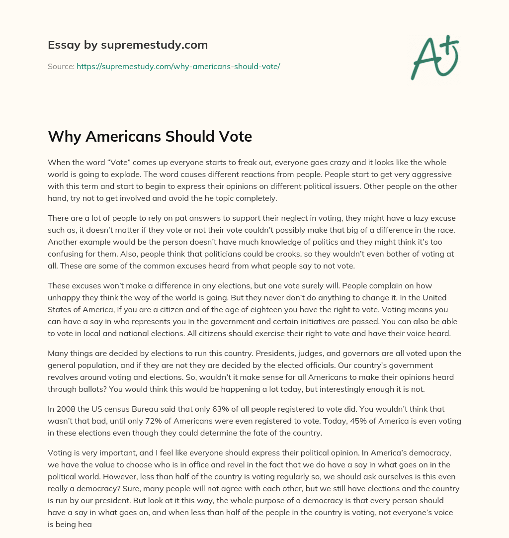 Why Americans Should Vote essay