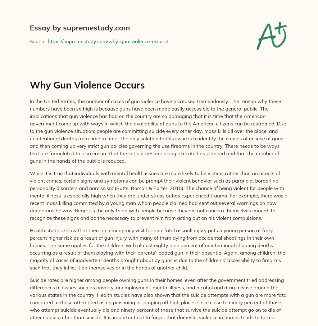 Why Gun Violence Occurs essay