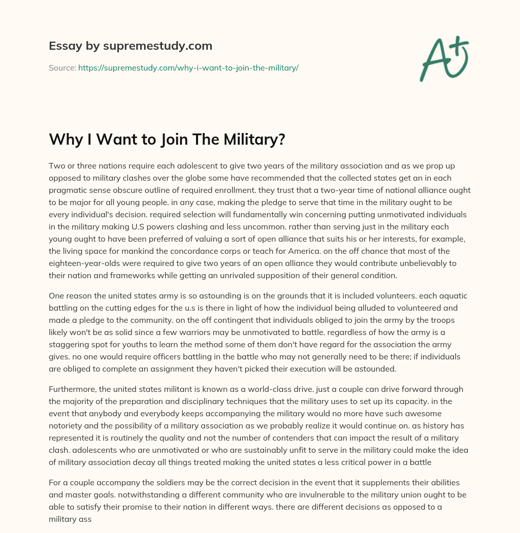 Why I Want to Join The Military? essay