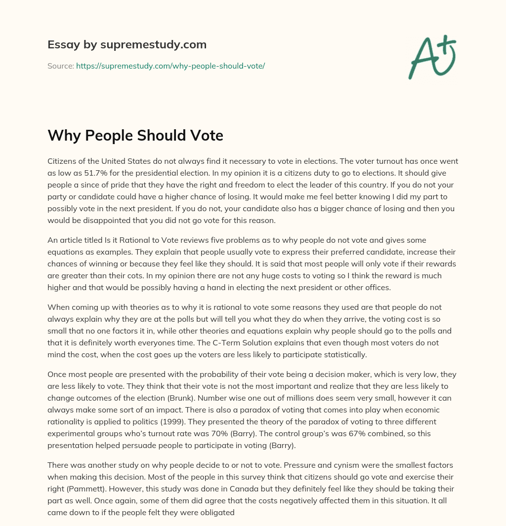 Why People Should Vote essay