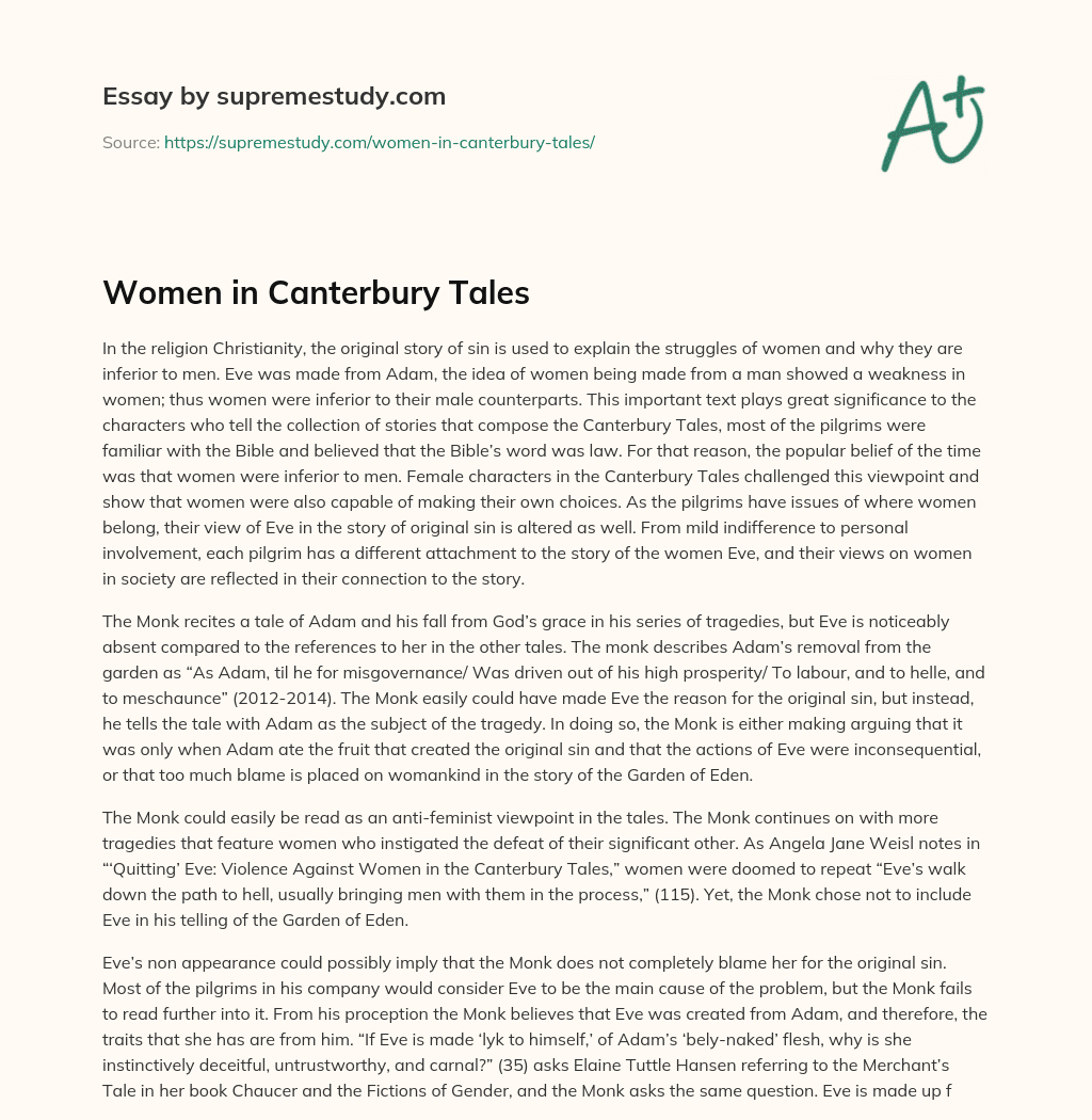 Women in Canterbury Tales essay
